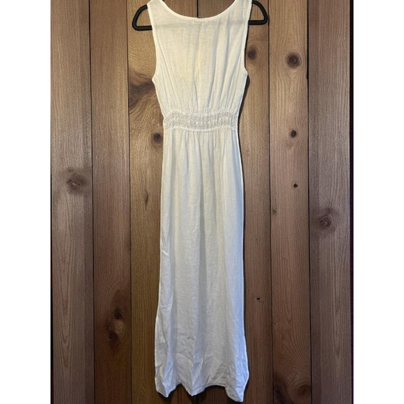 Terzo Millennio 100% Linen Made in Italy Maxi Cover Up Dress Lace White SZ S NWT - Picture 2 of 7